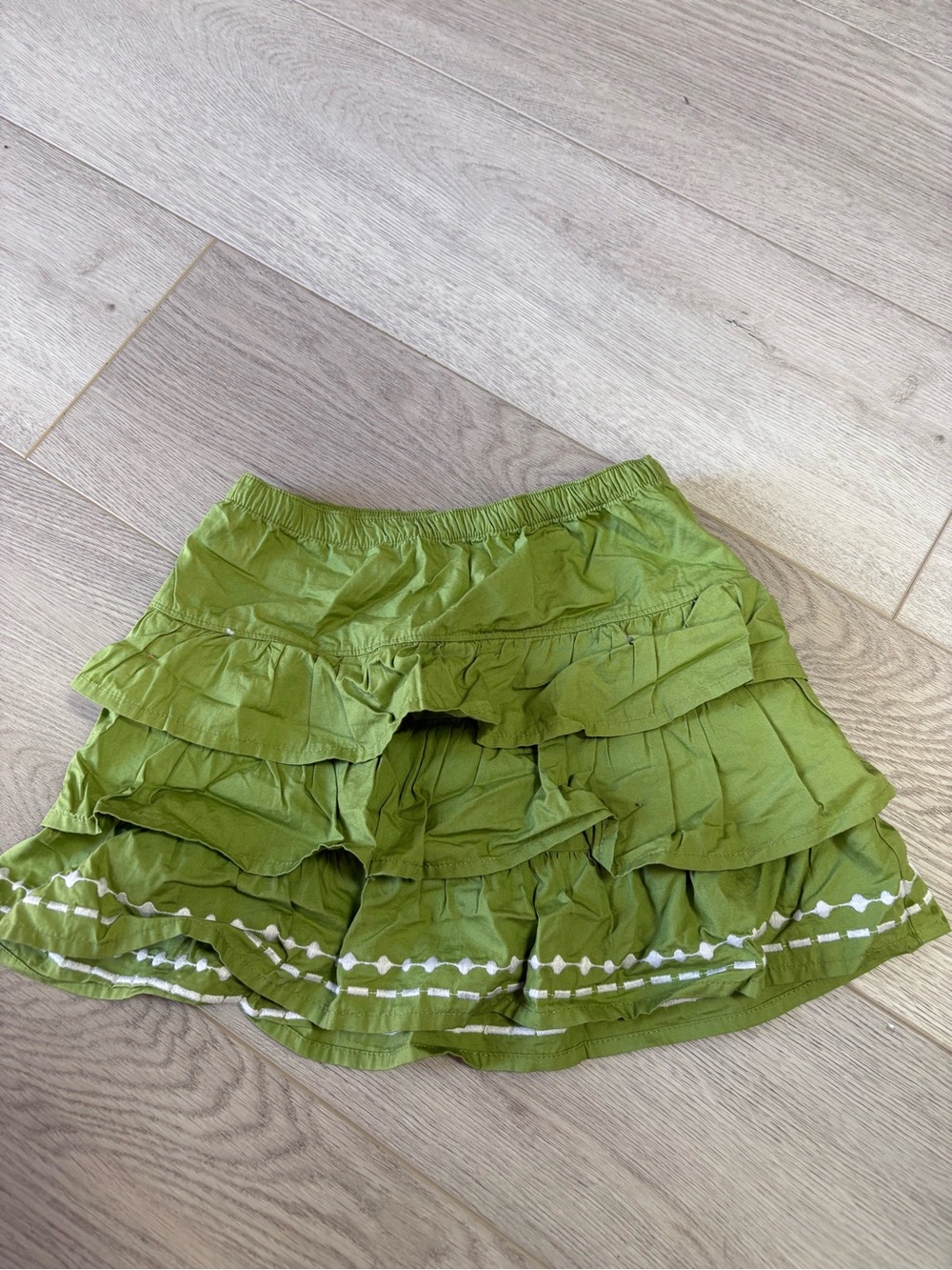Gymboree Lime Green Tiered Ruffle Skirt with White Trim